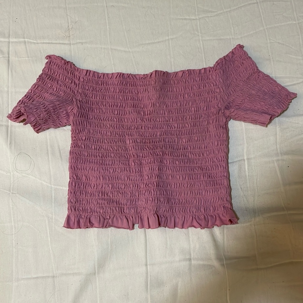 Wild Fable, off the shoulder light pink shirt